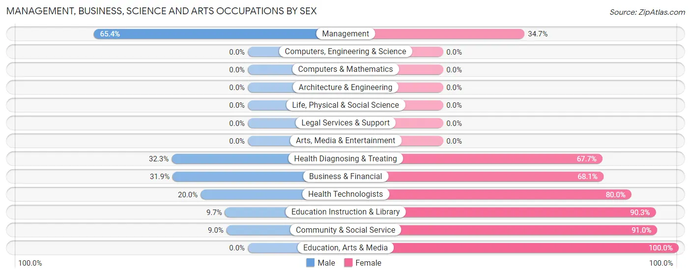 Management, Business, Science and Arts Occupations by Sex in Zip Code 38368