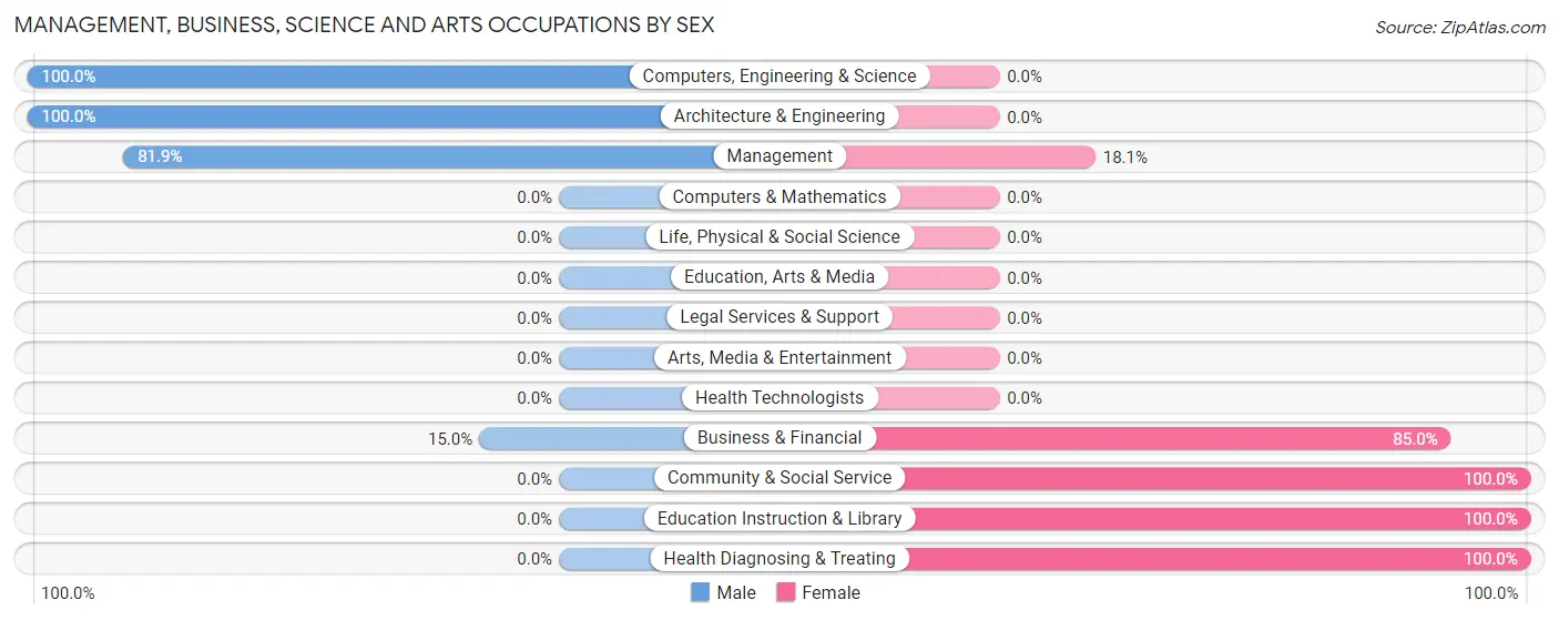 Management, Business, Science and Arts Occupations by Sex in Zip Code 38371