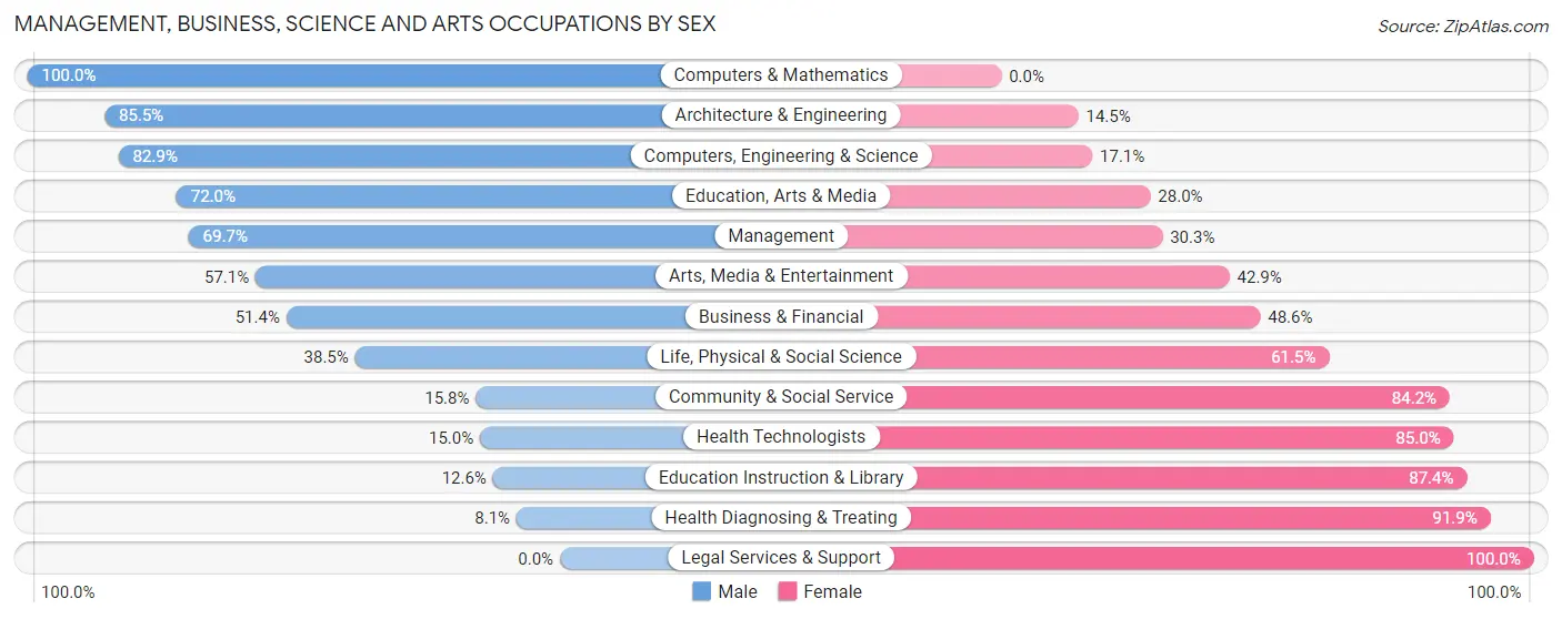 Management, Business, Science and Arts Occupations by Sex in Zip Code 38372