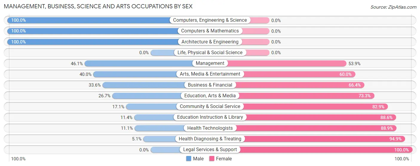 Management, Business, Science and Arts Occupations by Sex in Zip Code 38375
