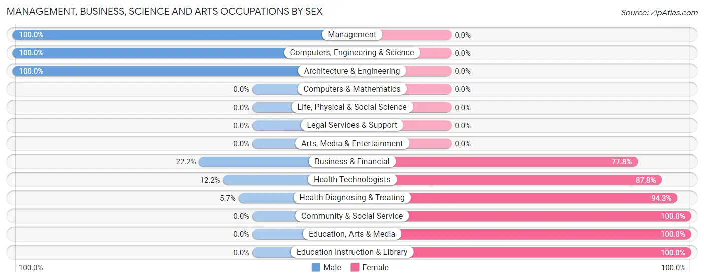 Management, Business, Science and Arts Occupations by Sex in Zip Code 38379