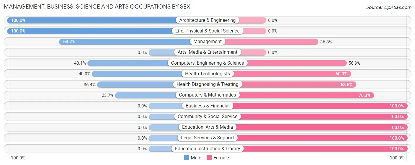 Management, Business, Science and Arts Occupations by Sex in Zip Code 38381