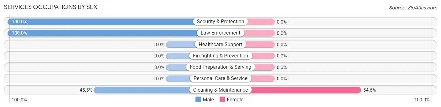 Services Occupations by Sex in Zip Code 38387