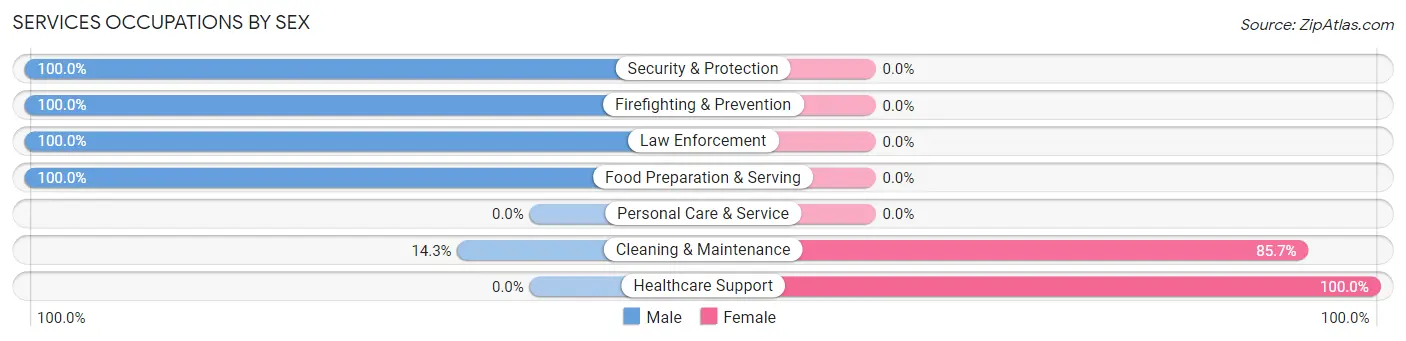 Services Occupations by Sex in Zip Code 38388