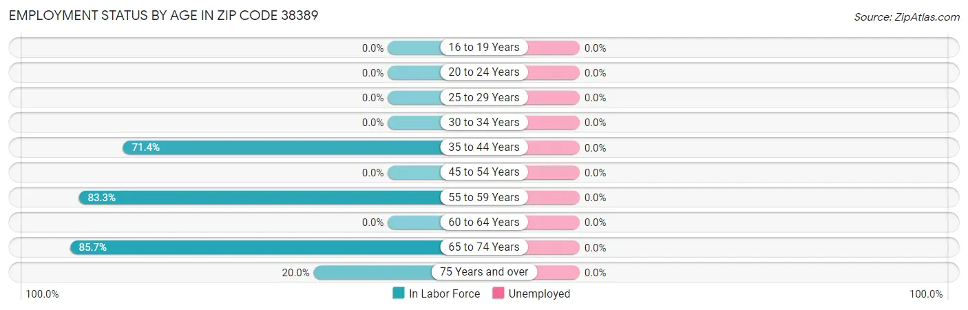 Employment Status by Age in Zip Code 38389