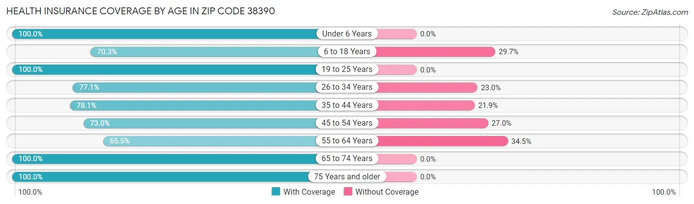 Health Insurance Coverage by Age in Zip Code 38390