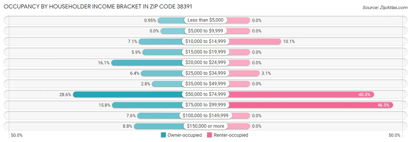 Occupancy by Householder Income Bracket in Zip Code 38391