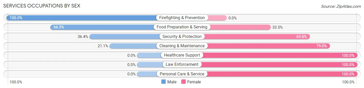 Services Occupations by Sex in Zip Code 38449