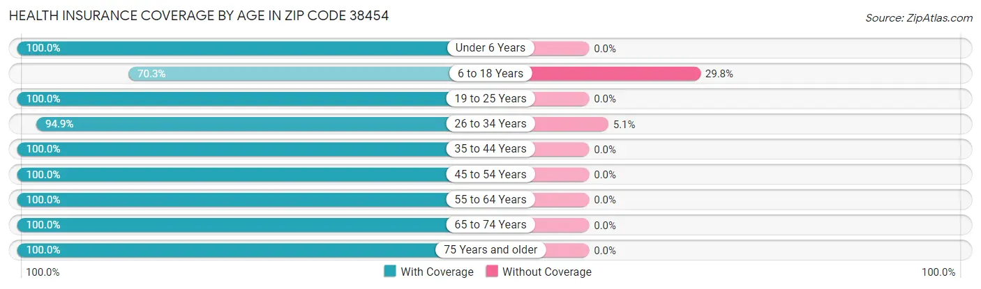 Health Insurance Coverage by Age in Zip Code 38454