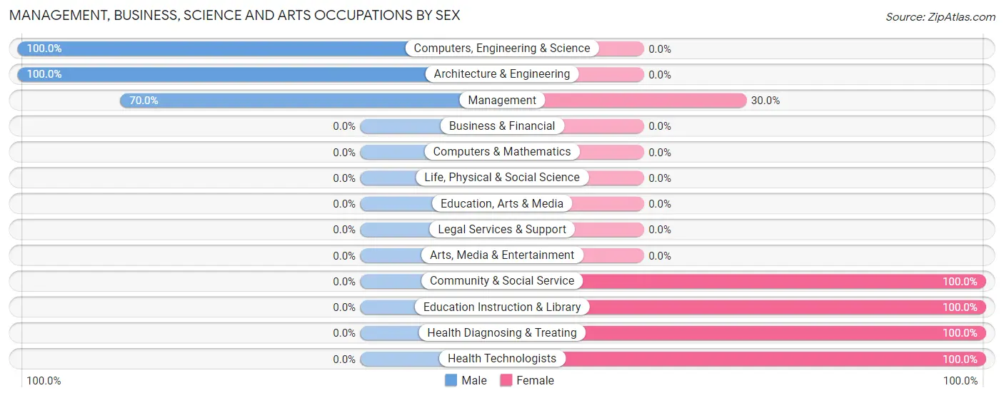 Management, Business, Science and Arts Occupations by Sex in Zip Code 38454