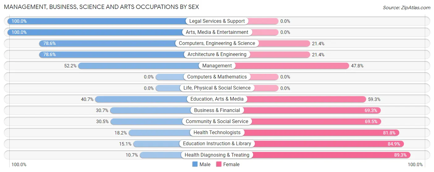 Management, Business, Science and Arts Occupations by Sex in Zip Code 38456