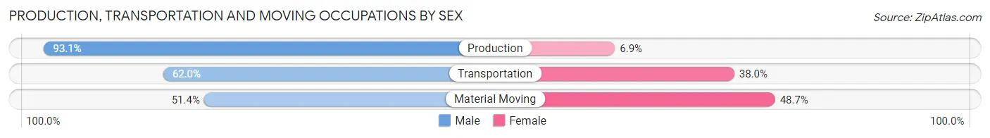 Production, Transportation and Moving Occupations by Sex in Zip Code 38456