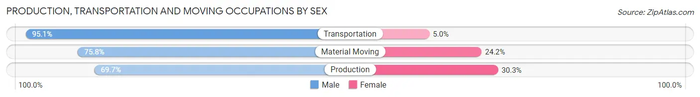 Production, Transportation and Moving Occupations by Sex in Zip Code 38462