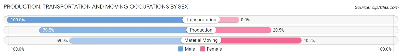 Production, Transportation and Moving Occupations by Sex in Zip Code 38464