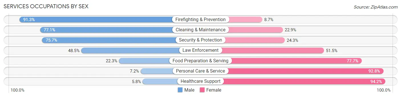 Services Occupations by Sex in Zip Code 38464