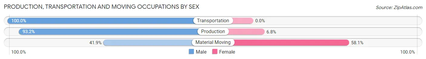 Production, Transportation and Moving Occupations by Sex in Zip Code 38469