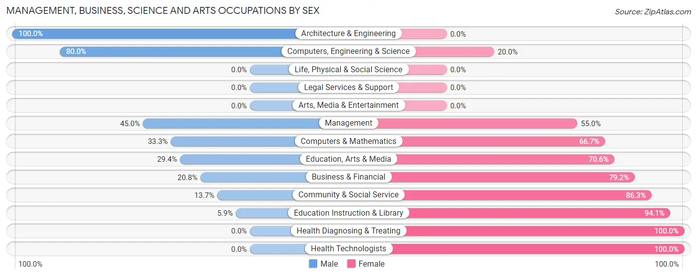 Management, Business, Science and Arts Occupations by Sex in Zip Code 38472