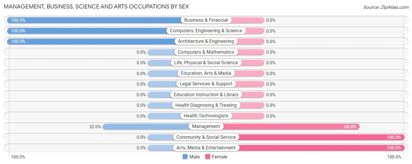 Management, Business, Science and Arts Occupations by Sex in Zip Code 38476