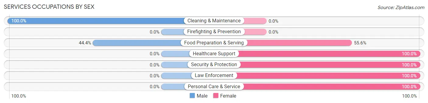 Services Occupations by Sex in Zip Code 38477
