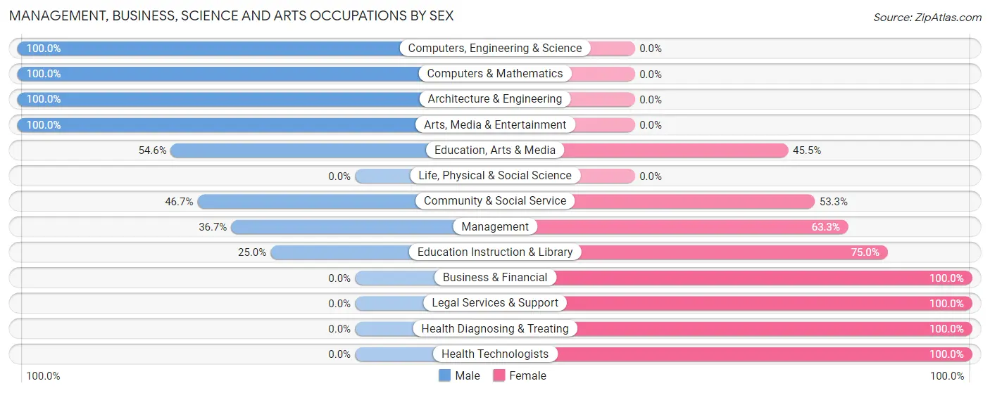 Management, Business, Science and Arts Occupations by Sex in Zip Code 38481