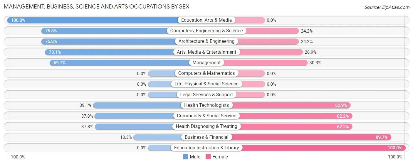 Management, Business, Science and Arts Occupations by Sex in Zip Code 38482
