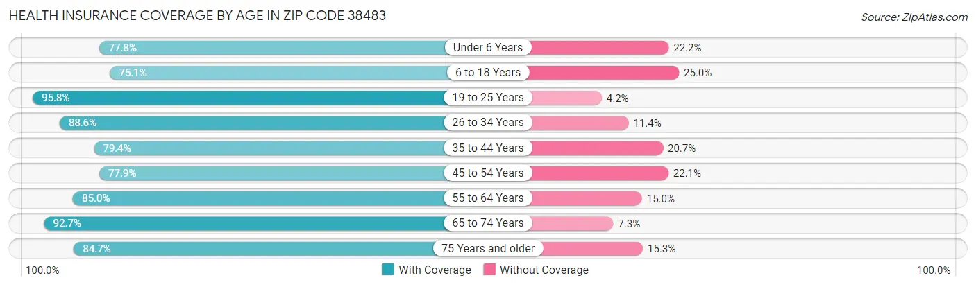 Health Insurance Coverage by Age in Zip Code 38483