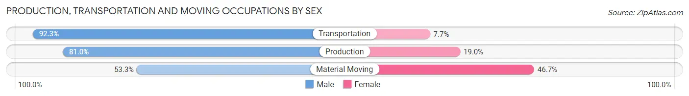 Production, Transportation and Moving Occupations by Sex in Zip Code 38483