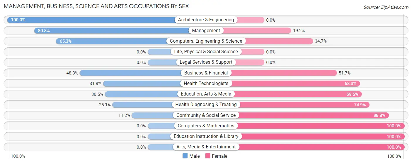 Management, Business, Science and Arts Occupations by Sex in Zip Code 38485