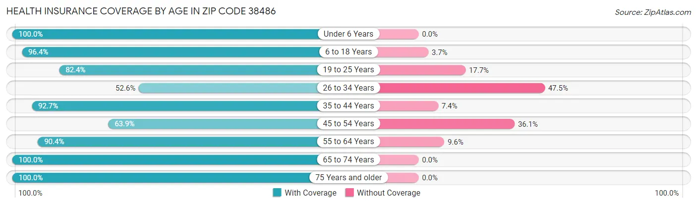 Health Insurance Coverage by Age in Zip Code 38486