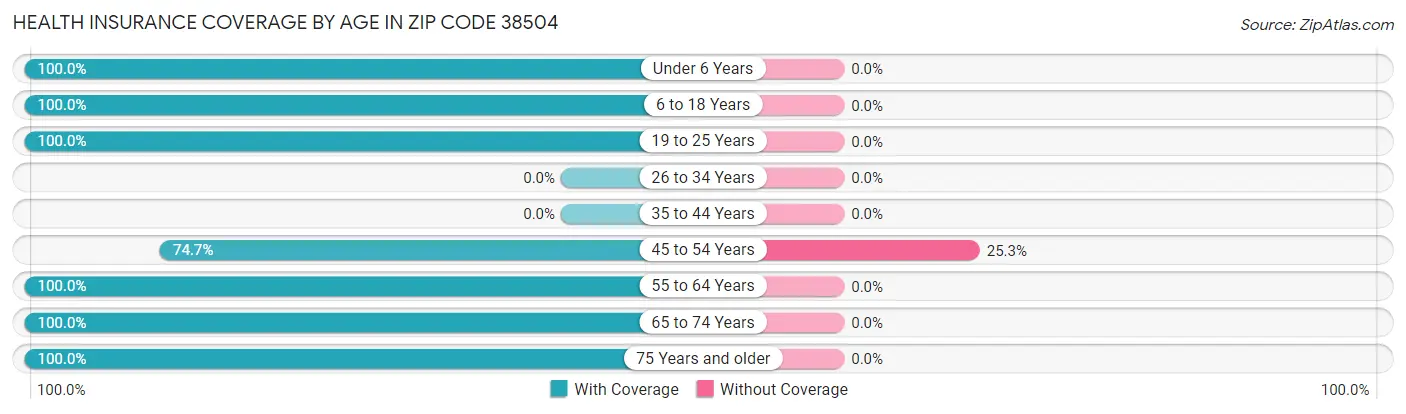 Health Insurance Coverage by Age in Zip Code 38504