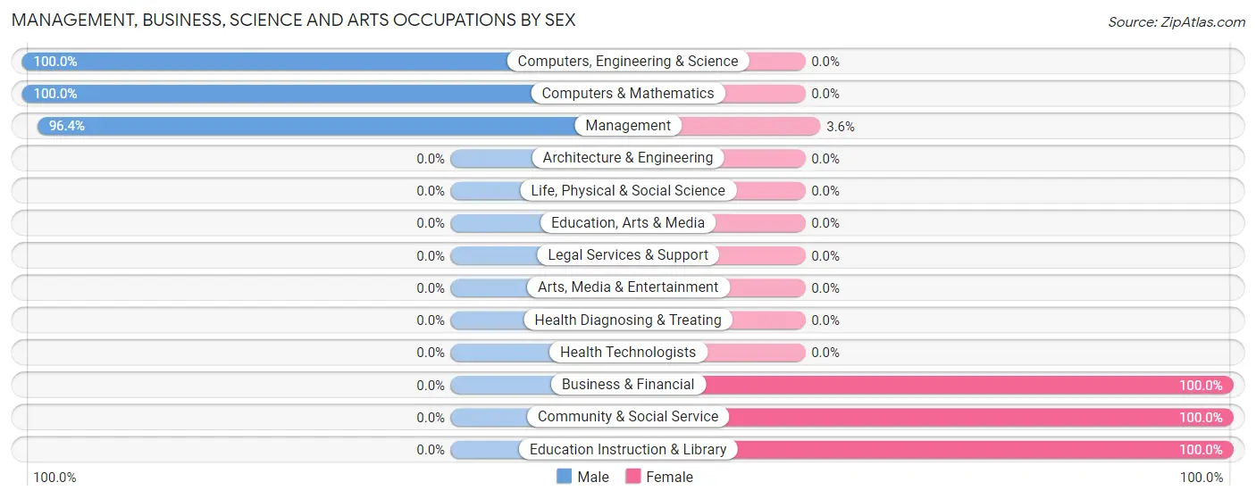 Management, Business, Science and Arts Occupations by Sex in Zip Code 38543