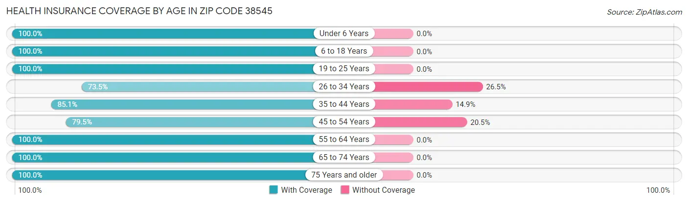 Health Insurance Coverage by Age in Zip Code 38545