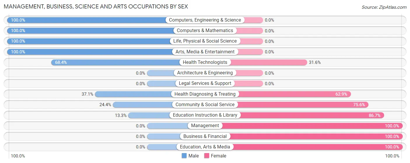 Management, Business, Science and Arts Occupations by Sex in Zip Code 38560