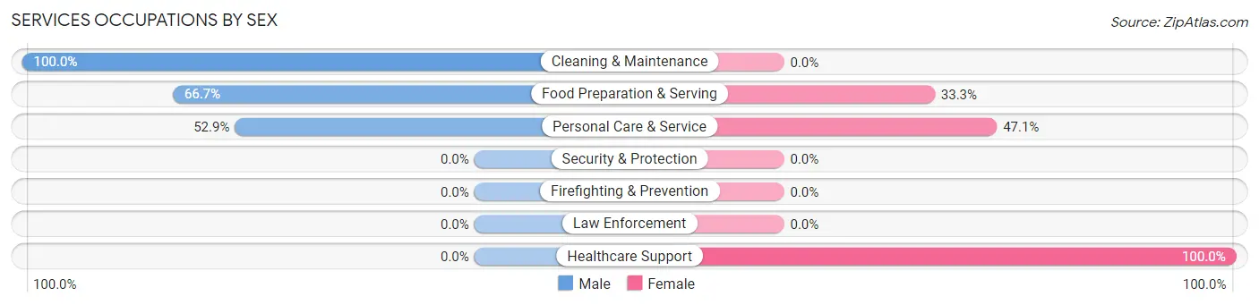 Services Occupations by Sex in Zip Code 38568