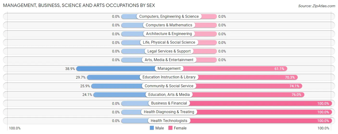 Management, Business, Science and Arts Occupations by Sex in Zip Code 38573