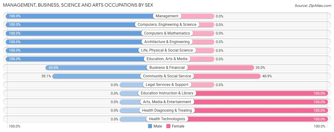 Management, Business, Science and Arts Occupations by Sex in Zip Code 38580