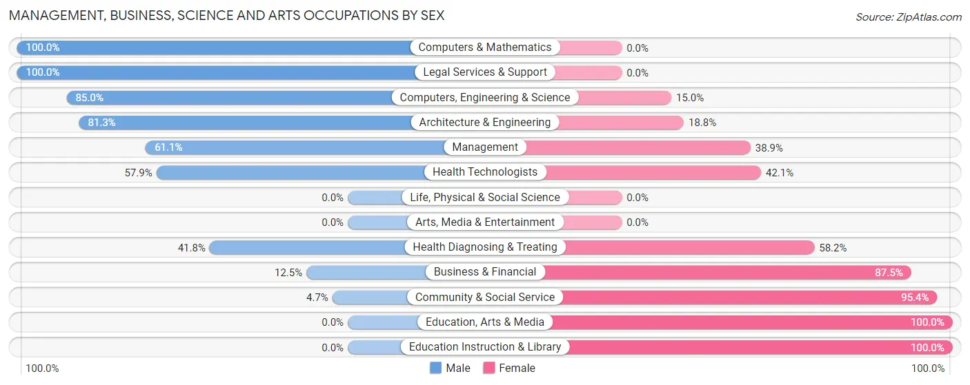 Management, Business, Science and Arts Occupations by Sex in Zip Code 38585