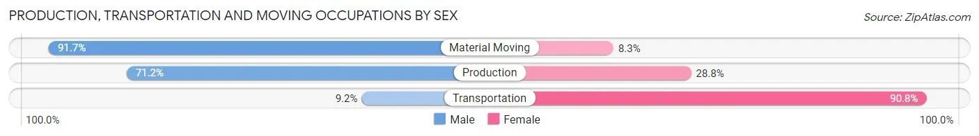 Production, Transportation and Moving Occupations by Sex in Zip Code 38585