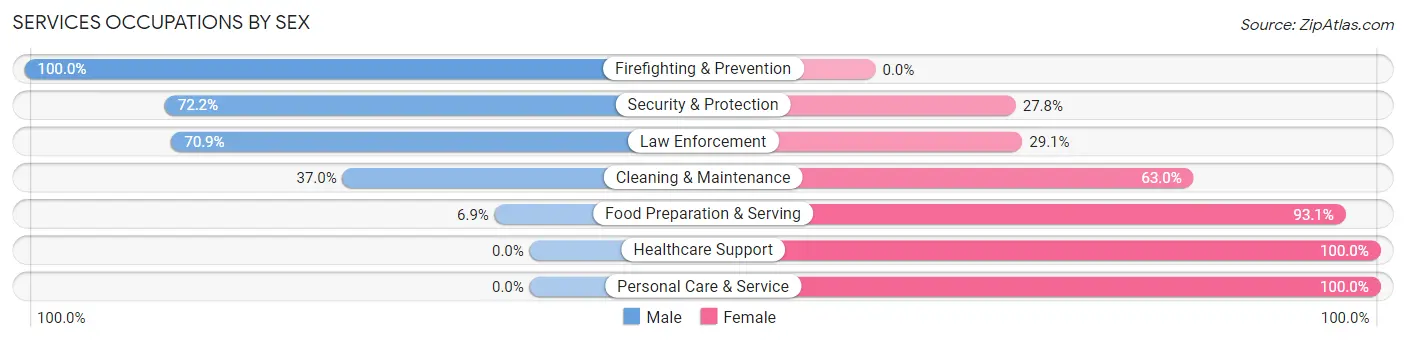 Services Occupations by Sex in Zip Code 38585