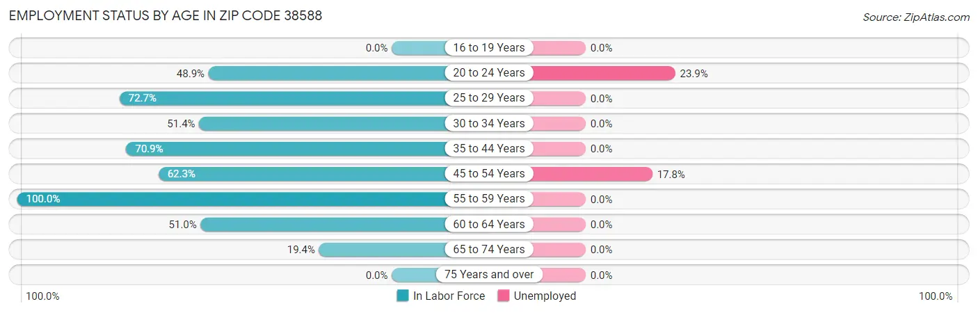 Employment Status by Age in Zip Code 38588
