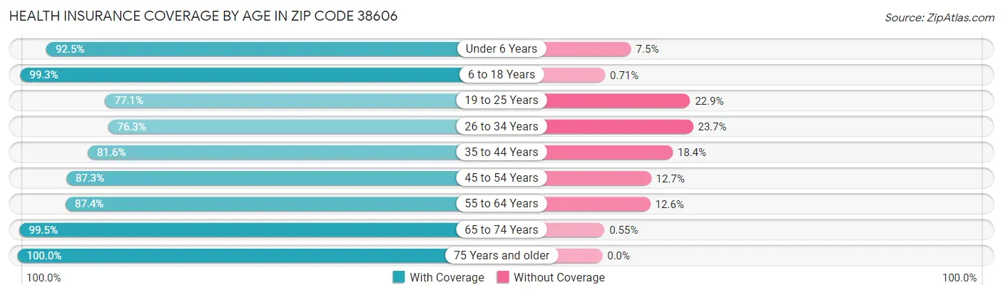 Health Insurance Coverage by Age in Zip Code 38606