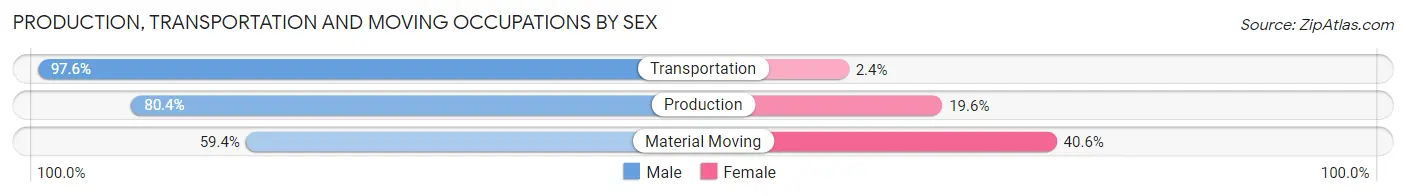 Production, Transportation and Moving Occupations by Sex in Zip Code 38611