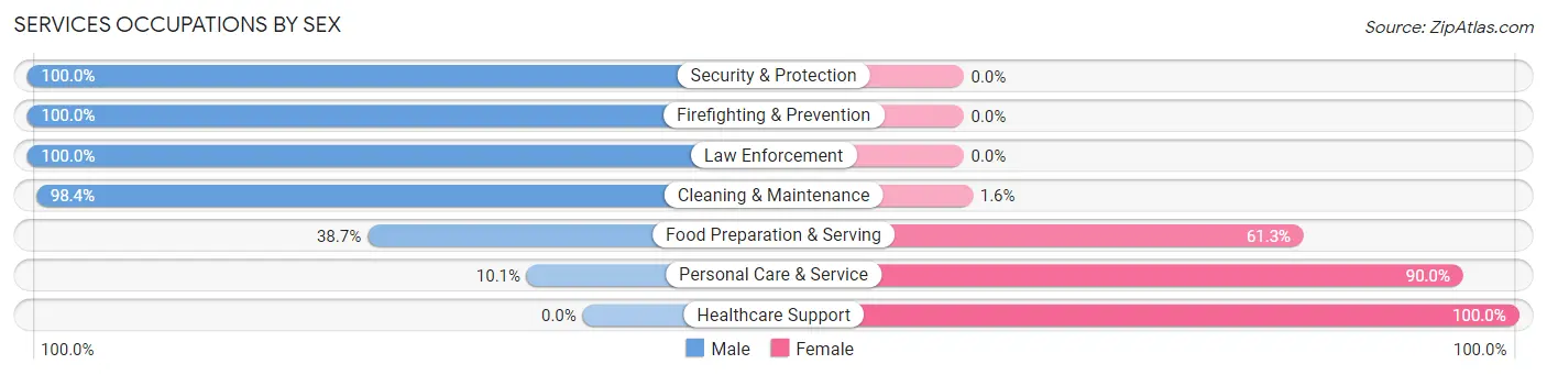 Services Occupations by Sex in Zip Code 38611