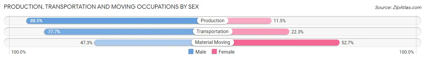 Production, Transportation and Moving Occupations by Sex in Zip Code 38618