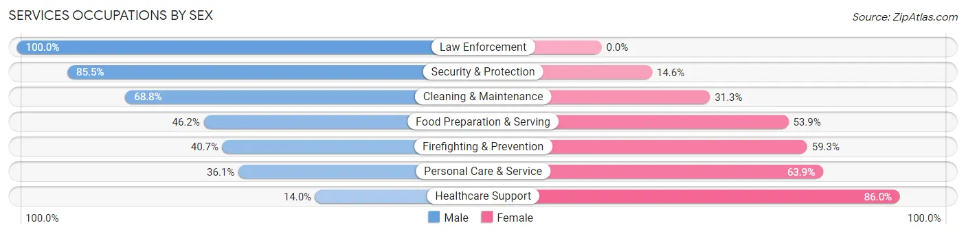 Services Occupations by Sex in Zip Code 38618