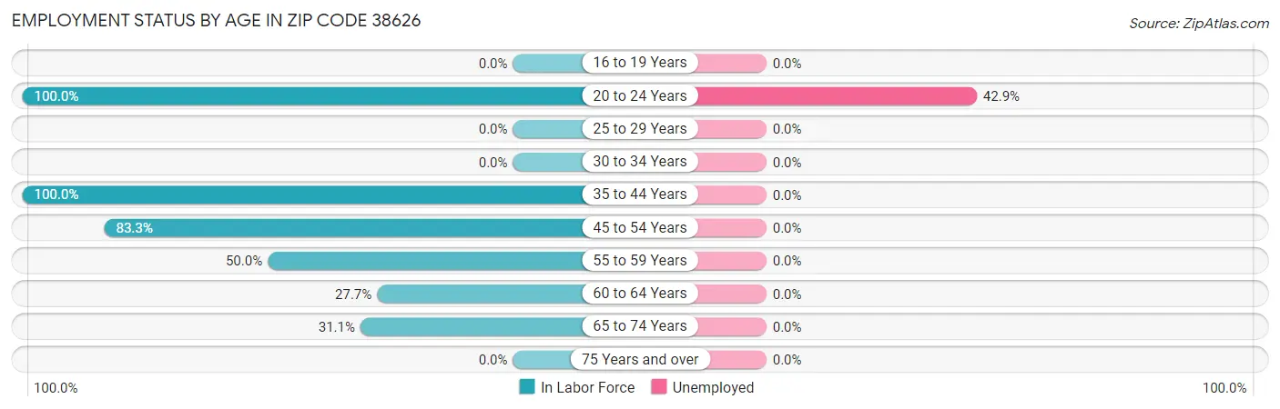 Employment Status by Age in Zip Code 38626