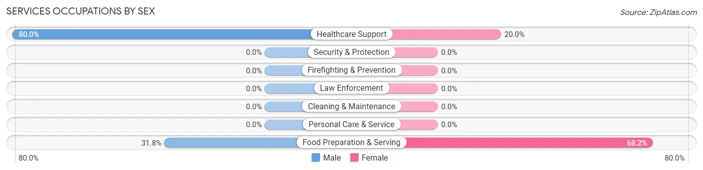 Services Occupations by Sex in Zip Code 38627