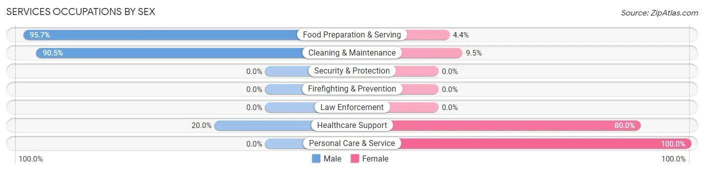 Services Occupations by Sex in Zip Code 38629