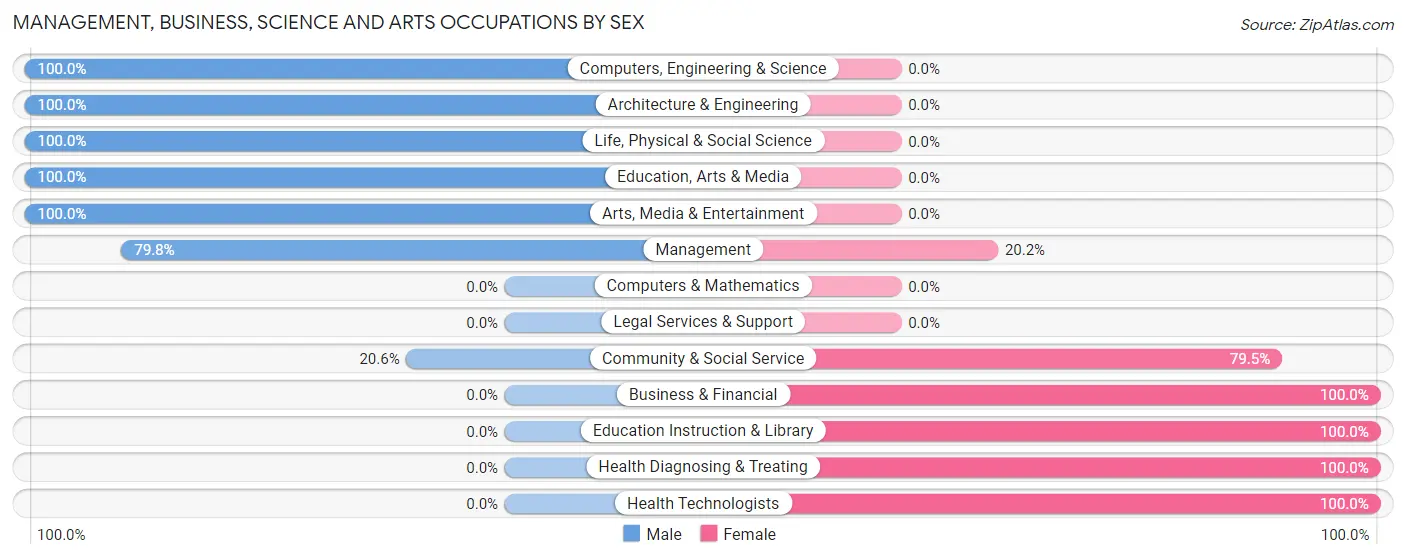 Management, Business, Science and Arts Occupations by Sex in Zip Code 38633