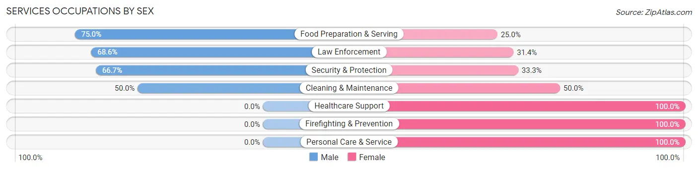 Services Occupations by Sex in Zip Code 38643